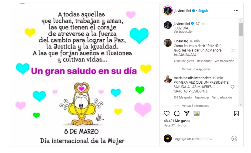 Milei Poste Un Mensaje En Redes Sociales Por El D A Internacional De