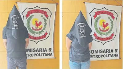 El senador Edgardo Kueider detenido en Paraguay. En la otra imagen, Iara Guisel Costa, también detenida en el mismo procedimiento.